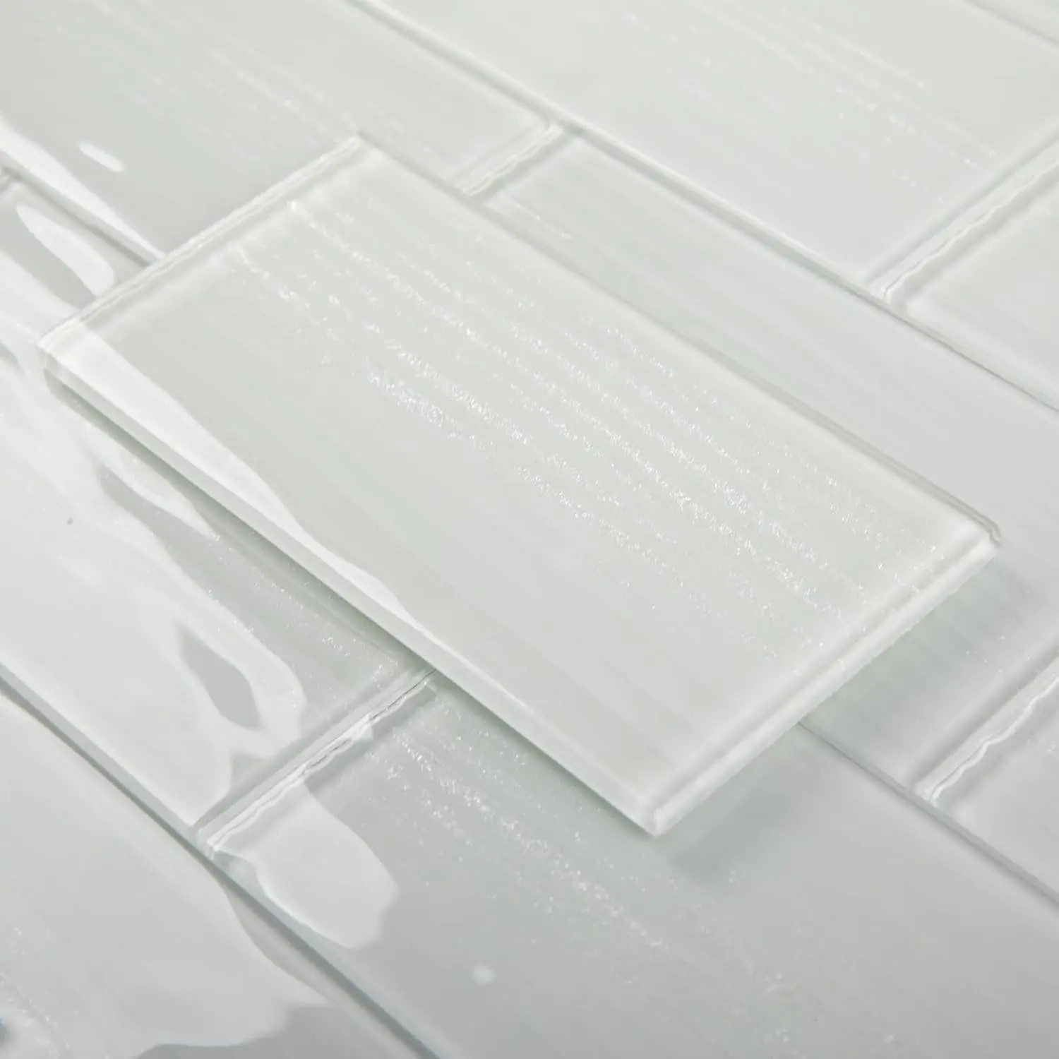 Decorative 3x6 Inch White Glass Subway Tiles, for Backsplash, Bathroom Shower Wall, Pack of 32 Pieces