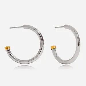 Everyday Two Tone Hoops 18k Gold Non Tarnish