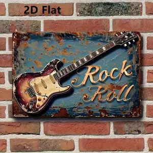 Retro Electric Guitar Wall Art-Country Rock Decorative Plaque with Distressed Effect, Indoor and Outdoor Home, Cafe and Garden Decoration, Cafe Wall Art | Retro Wall Art | Durable Wall Label, Music Room Decoration Ornaments