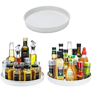 Lazy Susan, 10" 3Pack, Non-Skid Turntable Organizer for Cabinet, Kitchen, Fridge, Pantry Storage, Vanity, Bathroom, Rotating Metal Spice Spinner Rack for Condiment, Under Sink Organizer,White
