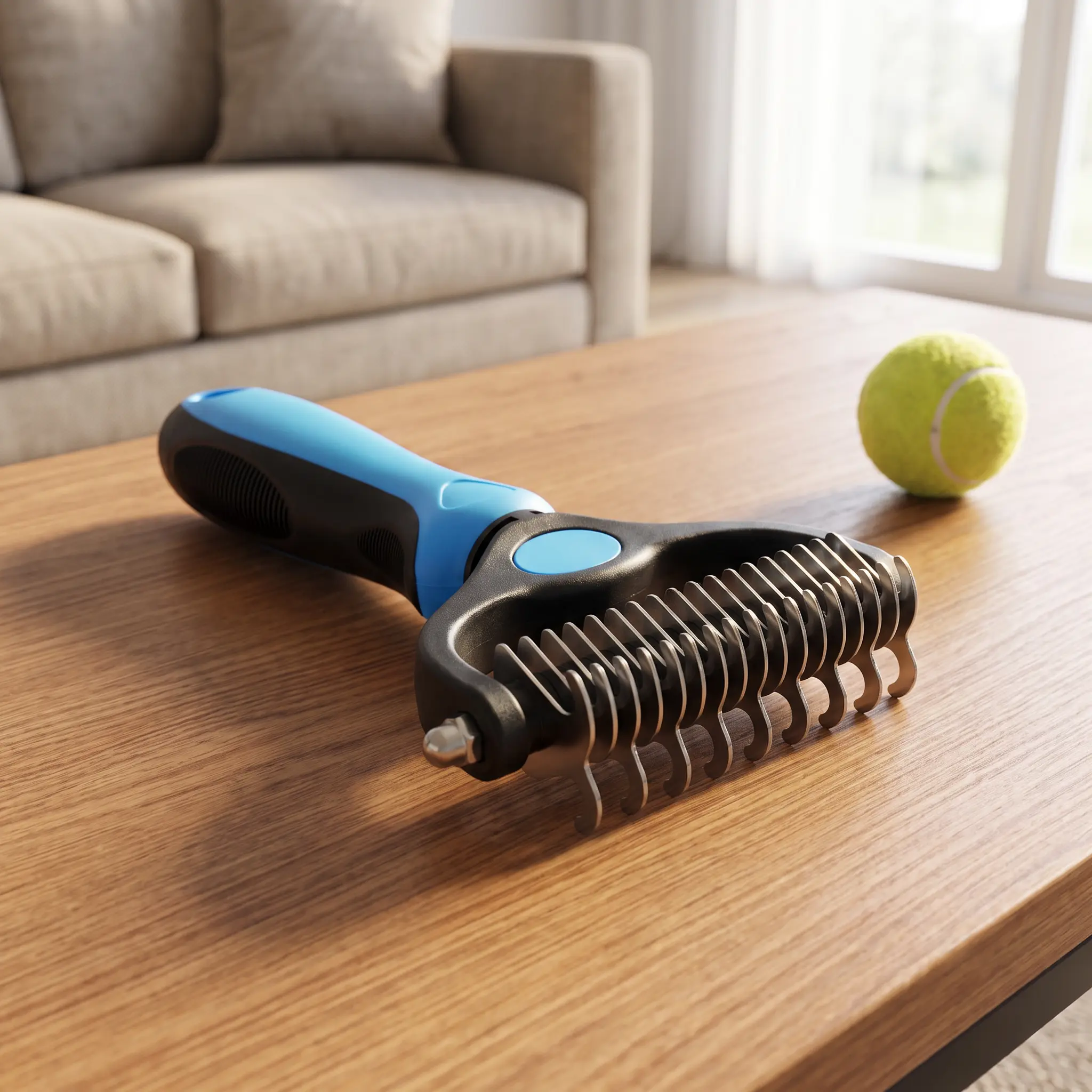 SummerWins Double-Sided Pet Grooming Tool for Dogs & Cats - Stainless Steel Pins, Silicone Massage Bristles, Ergonomic Handle