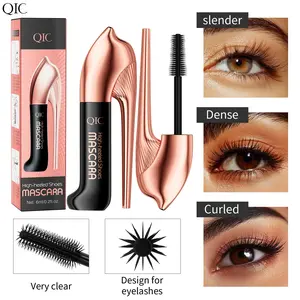 4D Silk Fiber Lash Mascara with High Heel Shape, Waterproof Smudge-Proof Black Mascara, Volumizing Lengthening Curling Long-Lasting Setting, No Clumping Lash Extension Eye Makeup