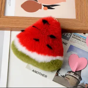 Watermelon Plush Key Chain or Bag Charm, pink/red