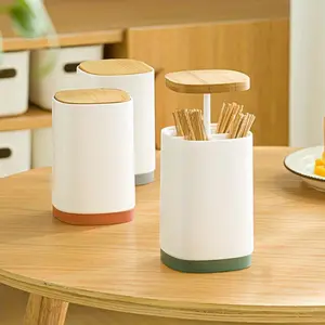 Creative Automatically Pops Up Cotton Bud Swabs Toothpick Dispenser Living Room Case Toothpick Storage Box For Toothpicks