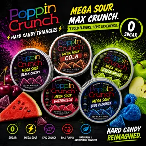 Poppin Crunch Sugar Free Mega Sour Candy Triangles Poppin Crunch Sugar Free Mega Sour Candy Triangles