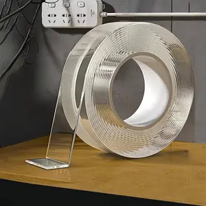 non-marking tape(9.85FT), Nano Double Sided Adhesive Tape, Clear Mounting Tape Picture Hanging Adhesive Strips, Transparent Reusable Waterproof Tapes Heat Resistance Bathroom Home Decoration, Long lasting adhesive