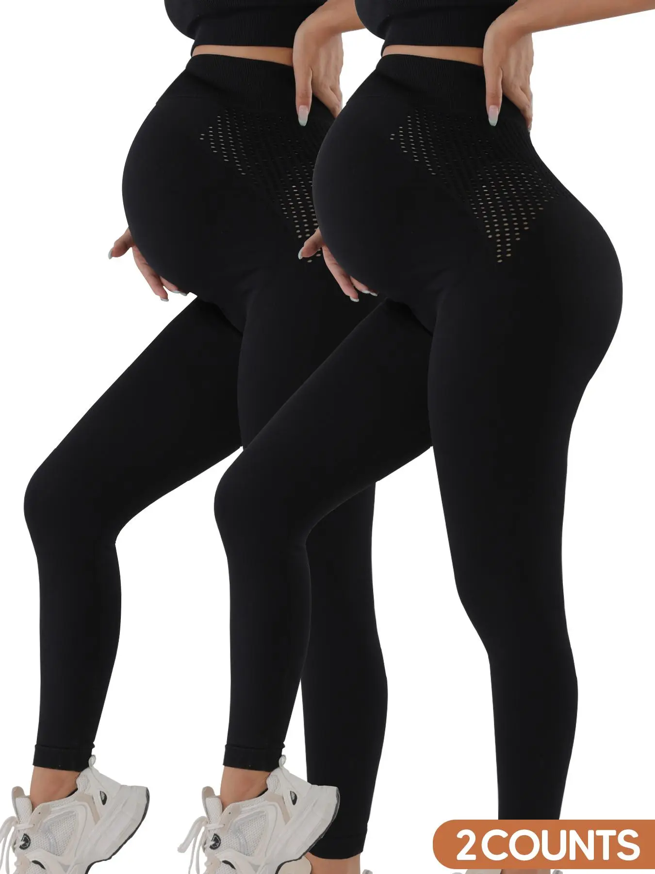 Maternity Solid Color Leggings, Casual Fit Maternity Breathable Comfortable Seamless High Waist Pregnancy Pants, Maternity Bottoms for All Trimesters, Maternity Clothes, Maternity Apparel, Maternity Wear, Maternity Clothing