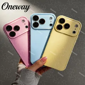 Candy Macaron Series – Skin-Feel Crystal Clear Case for iPhone 17/16/15/14/13 Pro Max | Soft TPU Bumper + Hard PC Back | Full Lens Coverage | 6 Pastel Colors (Light Pink, Hot Pink, Baby Blue, Yellow, White, Brown) | Cute Minimalist Aesthetic Cover