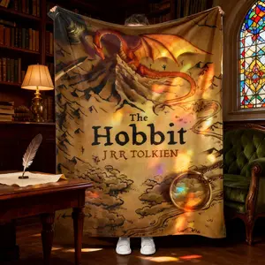 Hobbit Map Flannel Blanket, Soft Lightweight Warm, Bedroom Holiday Decor, All Seasons, Bed Sofa Office Camping Travel Gift
