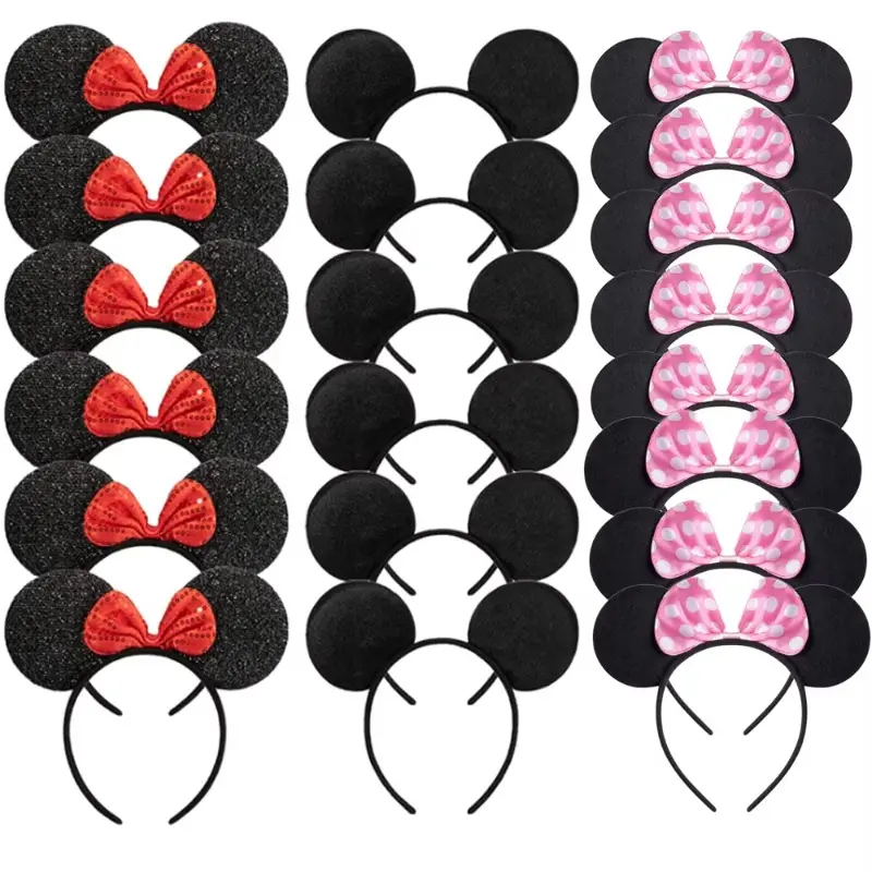 Mouse Ears Headbands with Bows, 12 PCS Cute Fabric Hair Accessories for Women & Girls, Everyday Party & Cosplay Wear, 12Pcs, Fashion, Unisex