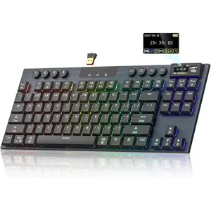 Immersion A3 Low-Profile  Mechanical Keyboard, TKL Hot-Swappable  Gaming Keyboard, BT5.0/2.4GHz/USB-C Tactile Switches, RGB Backlit, TFT Screen & 5800mAh  for Pc/