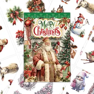 TikTokShopBlackFriday 215 PCS 31 Sheets Christmas Sticker Book Holiday Edition Kawaii Stickers for DIY Crafts Scrapbooking Party Favors Gift Decorations Scene Application American Retro