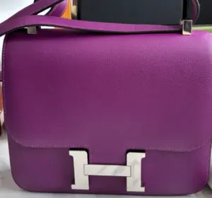Pre-owned HERMÈS leather Shoulder Bags Hermes Constance Evercolor 2Way Shoulder Bag Crossbody Purple Silver Women（z）
