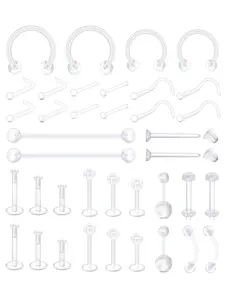 Clear Bioflex Piercing Retainers Set, Surgical Grade Non-Toxic Material, Durable & Comfortable Design for Multiple Piercings, Body Piercing Kit