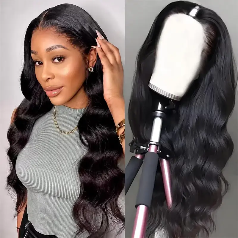 V Part Wig Human Hair Body Wave 180% Density Glueless Upgrade U Part Wig with Drawstring Natural Black No Leave Out No Sew In V Shape Clip In Half Wig for Women Beginner Friendly SohoChic #DealsForYouDays