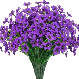 12pcs Outdoor Artificial Spring Flowers, UV-Resistant Fake Plants, Plastic & Faux Material, Artificial Flower Arrangements, Ideal for Porches, Gardens, Window Boxes