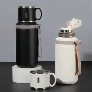 High-Value Stainless Steel Insulated Cup, Leakproof Insulated Tumbler, Tea Water Separated Design, Portable Outdoor Bowl Lid Mug, Durable & Stylish Drinkware