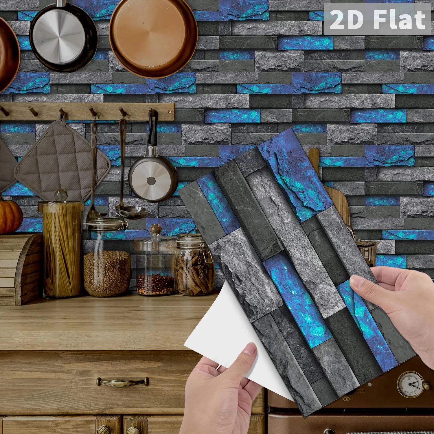 24-Piece Marble Pattern Wallpaper Set, 30cm x 15cm Rectangular Peel-and-Stick Waterproof Fireproof Wall Covering with 2D Flat Surface Sapphire-Like Design, for Kitchen Backsplash & Bathroom, Ideal for Home Renovators (Home Improvement)