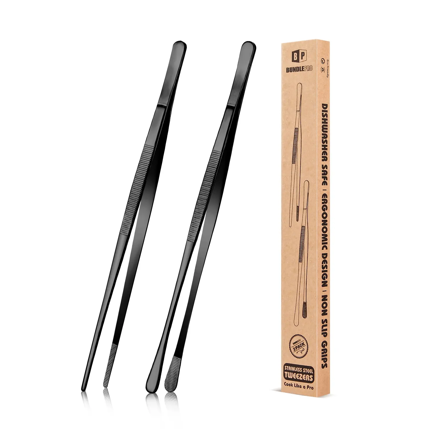 2 Pcs Kitchen Tweezers Fine Tweezer Tongs, Stainless Steel Professional Long Cooking Tweezers for BBQ, Repairing and Serving Set girly kitchenware Utensils Barbecue