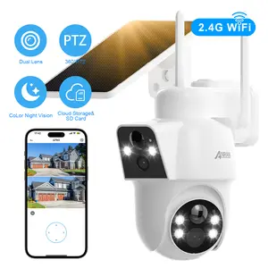 Anran Dual-Lens Solar Security Camera 2.4GHz WiFi 1080P Wireless Outdoor Color Night Vision PIR Motion Detection 2 Way Audio IP65 Weatherproof
