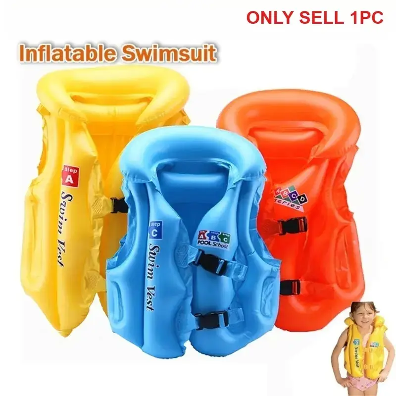 Children's Inflatable Swimming Vest - Baby Safety Life Jacket for Swim Learning, Thickened 3-Airbag Buoyancy Vest with 2 Adjustment Buckles, Water Sports Swimming Accessory