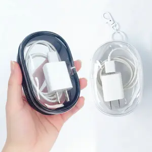 Practical Storage Bag Small Items Pouch Clear PVC Charging Cable Organizer Portable Hanging Case with Zipper