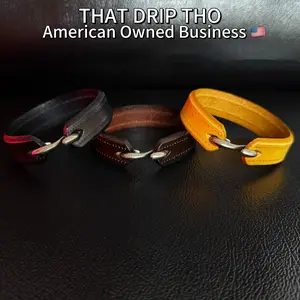 ThatDripTho Handcrafted Premium Leather Bracelet, Minimalist Unisex Wristband Daily Wear Jewelry for Couples, Gifts, Birthday, Christmas Gifts, Special Occasions