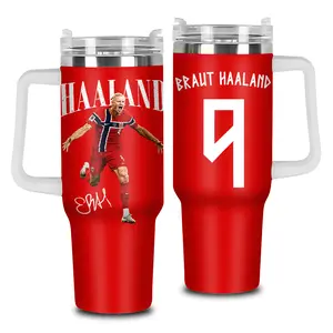 Erling Haaland 40oz 20oz Tumbler High-Quality Insulated Tumbler V3, Norwegian Striker Football Theme Tumbler With Handle, Viking Warrior Goal Machine Football Fan Gift Tumbler, WC 2026, Leakproof Travel.
