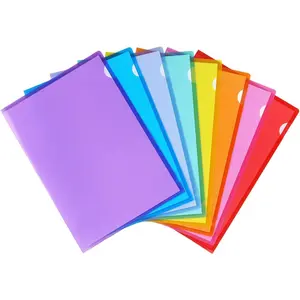 16 Pack Clear Plastic Folder Sleeves, Transparent Poly Jacket Document Folders for Paper, 8 Assorted Colors