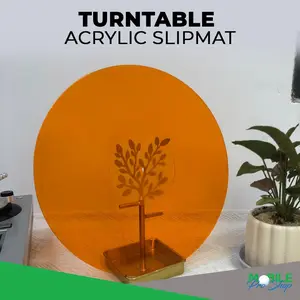Mobile Pro Shop Orange Acrylic Turntable Mat 11.75 Anti-Static Slipmat for 12 Vinyl Record Players Noise Reduction Enhanced Bass Audiophile Hifi Surface