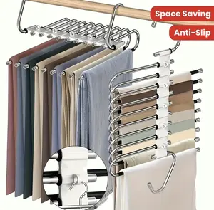9-layer Pants Hanger, Space Saving Pant Hanger Organizer, Multifunctional Pants Organizing Rack, Closet Organizer for Pants Jeans Leggings Trousers, Pants Holder, Storage Hanger