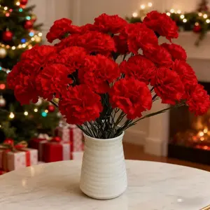 12pcs Artificial Carnations Flowers, Silk Carnations for Wedding Centerpieces, Mother's Day & Valentine's Day Decor, Home Party Decoration, Decorative Flower Arrangement