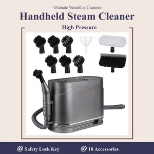 Steam Cleaner 10-in-1 Multi-functional Handheld Steam Cleaner with Security Lock Key 1.2L Large Water Tank for Deep Disinfection of Sofas Bathrooms Cars Kitchens 3.0 Bar High Pressure Temperature 100-150°C Multifunction robot vacuum and mop