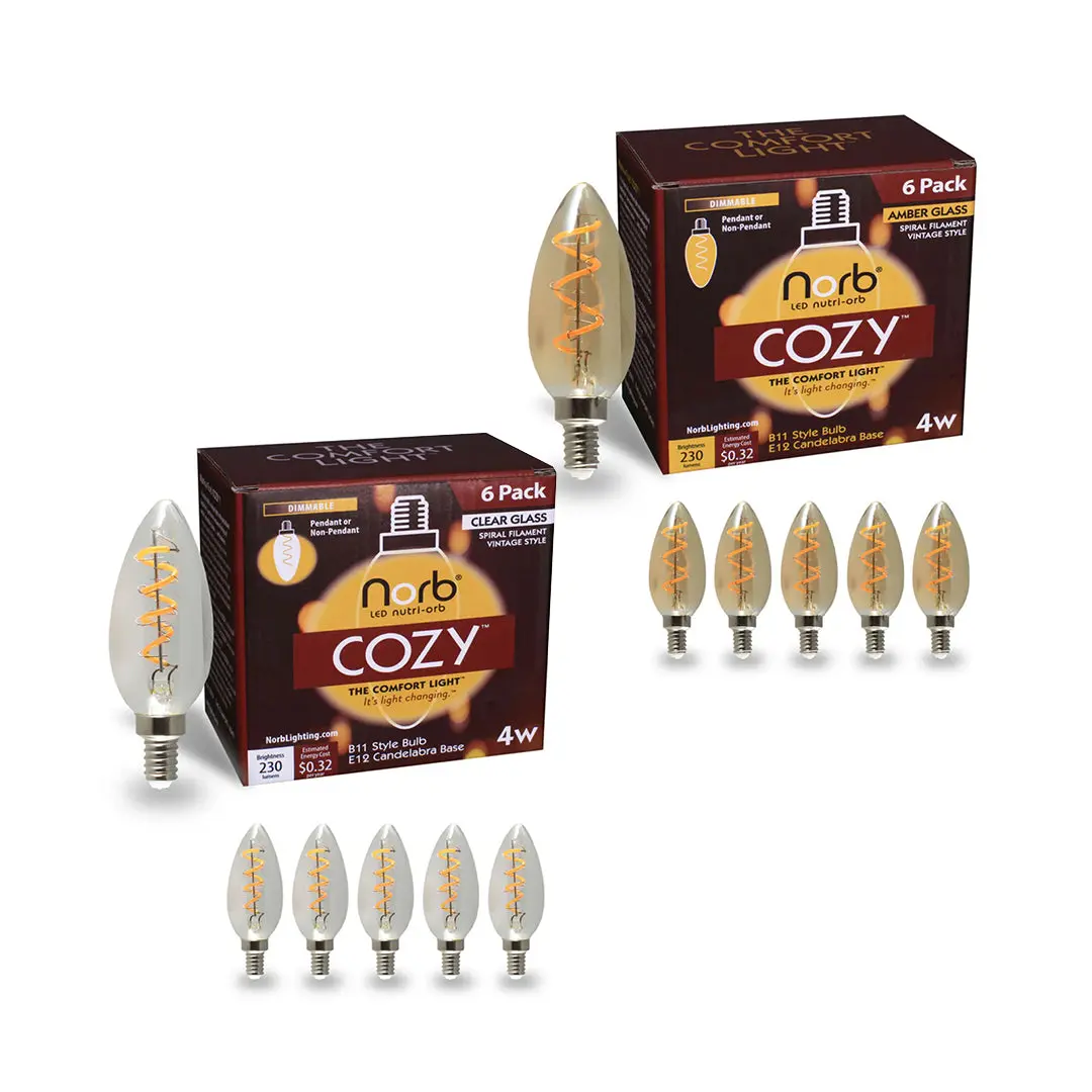 Norb Cozy LED Candelabra Bulb – Warm, Relaxing Light for Wellness (6 Pack)