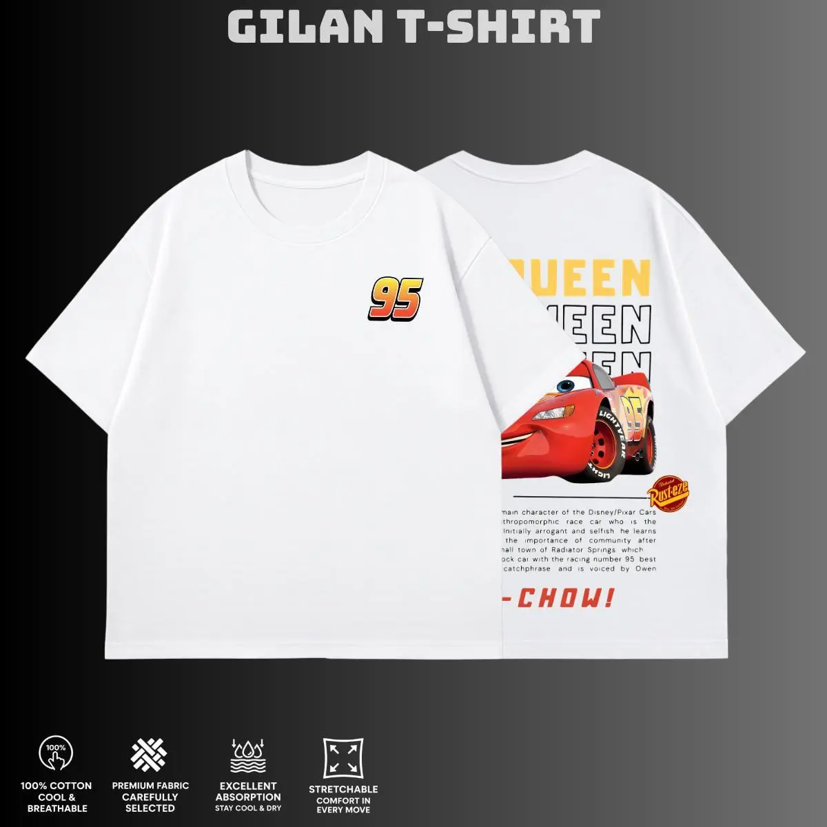 Retro Two Side Cars Gildan T-Shirt , Cars Movie T-Shirt,Mcqueen and Mater Retro Vintage Unisex Oversized Anime Graphic Tee – Trendy Y2K Acid Gildan,Manga Game Movie Lover Gift For Fans Merch