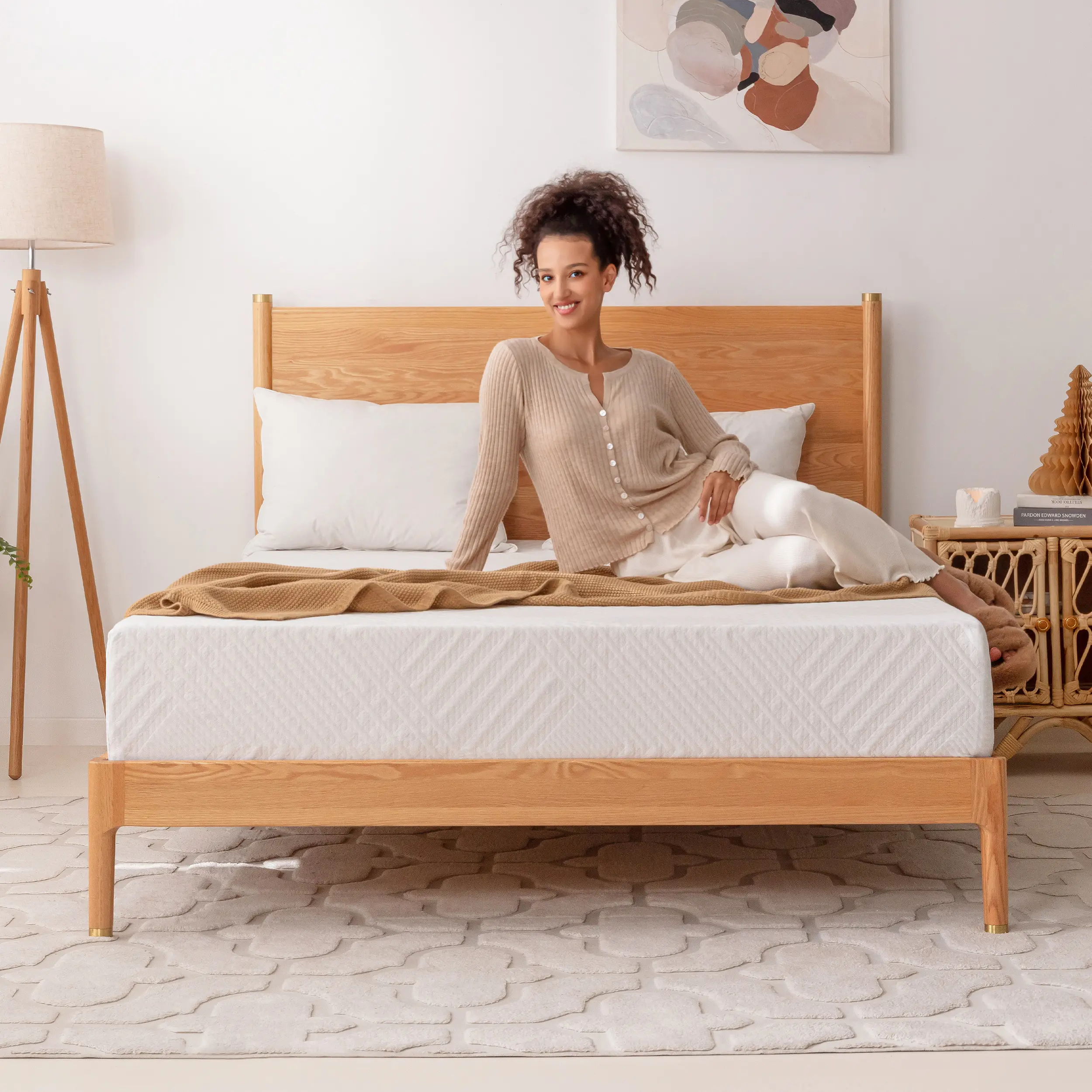 EGO White Green Tea Memory Foam Mattress - Cooling Gel Infused, Graphene Technology, CertiPUR-US Certified, Twin Full Queen King High Density Comfortable Temperature Regulated Breathable Spinal Alignment Universal Frame Compatibility