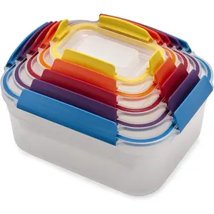Nest Lock Plastic BPA Free Food Storage Container Set with Lockable Airtight Leakproof Lids, 10-Piece, Multi-Color