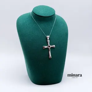 MINARA 950 Silver CRUZ TORETO Movable Cross Pendant with Zirconia