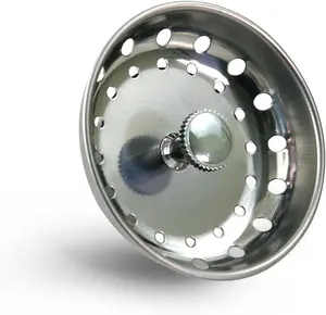 97333 Kitchen Sink Basket Strainer Replacement for Standard Drains (3.25 Inch) Chrome Plated Stainless Steel Body With Rubber Stopper, 3.25"