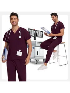 Unisex Pet Uniform Quick Dry Medical Nursing Scrubs Sets Dental Clinic Doctor work Uniform Multicolour Scrubs Sets Mens Veterinary Work Clothes Workwear Menswear