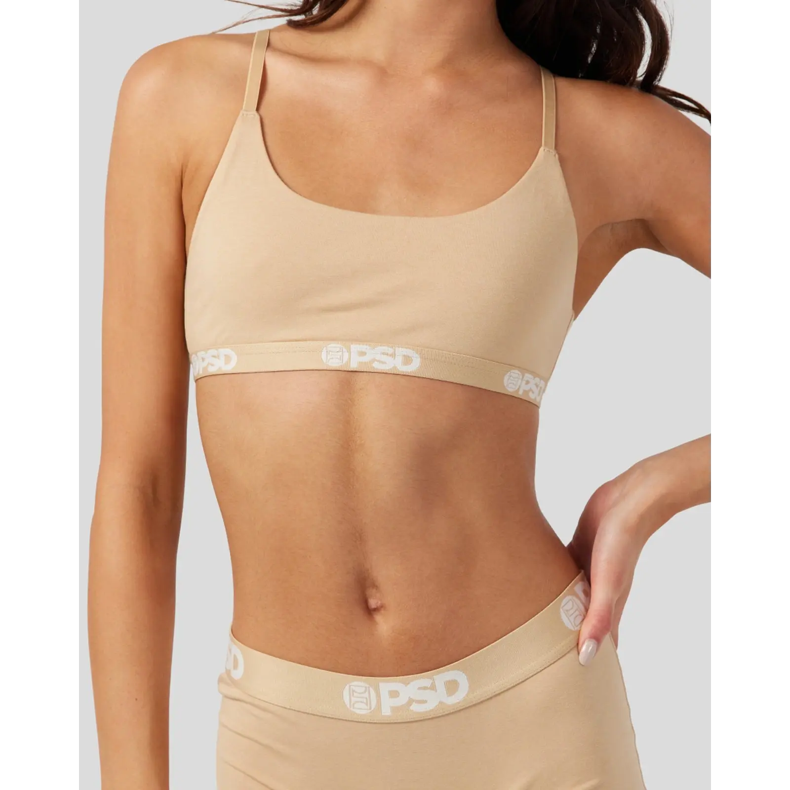 PSD Womens Sand Nude Scoop Bralette - Premium Modal Fabric Bralette with Adjustable Straps, Soft Comfortable and Cute Womenswear