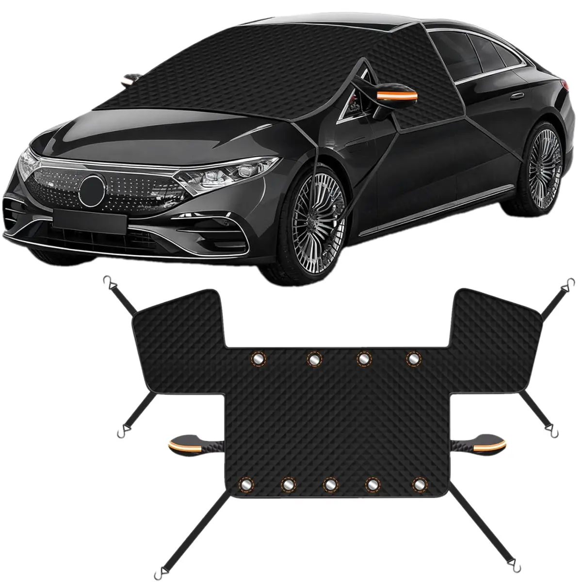 Large Magnetic Car Windshield Snow Cover, Four-Season Car Window Snow Cover, Anti-freezing and Anti-snow Windshield Sunshade for Most Vehicle,Sedan,SUV