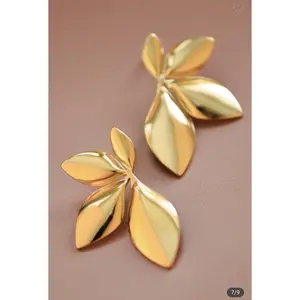 Golden Leaf 18K Stainless Steel Earrings