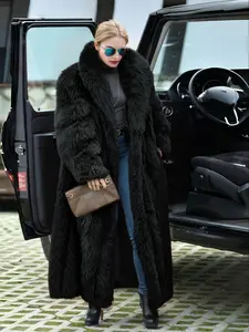 Women's Faux Fur Coat, Comfortable Fitted Casual Party Jacket, Fashion Luxury Elegance Trendy Fall Winter Outerwear, Soft Long Sleeve Overcoat with Pockets
