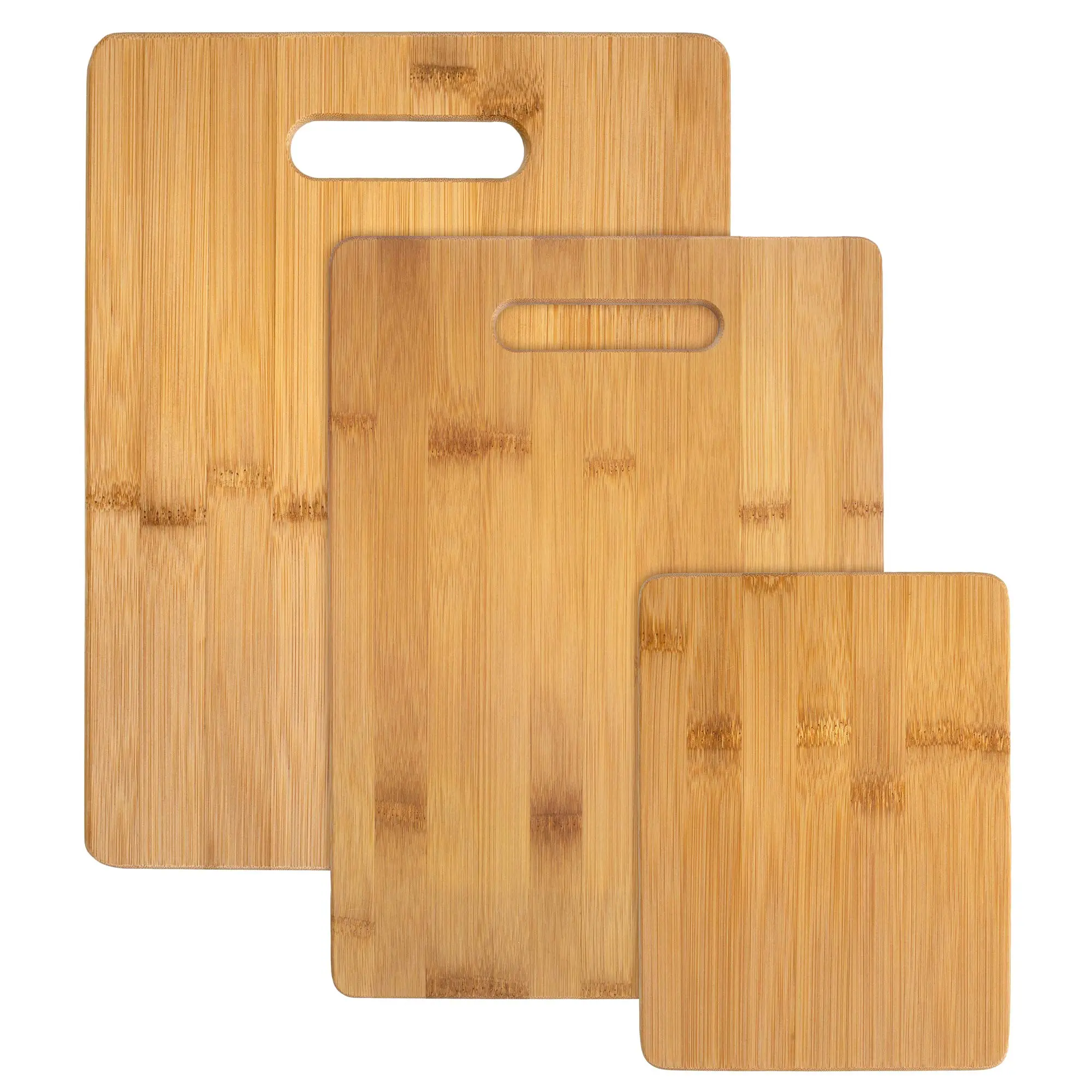 [New Deal] 3-Piece Durable Bamboo Chopping Board Set, 3 Assorted Sizes, Kitchenware for Cooking and Kitchen Chopping Knives