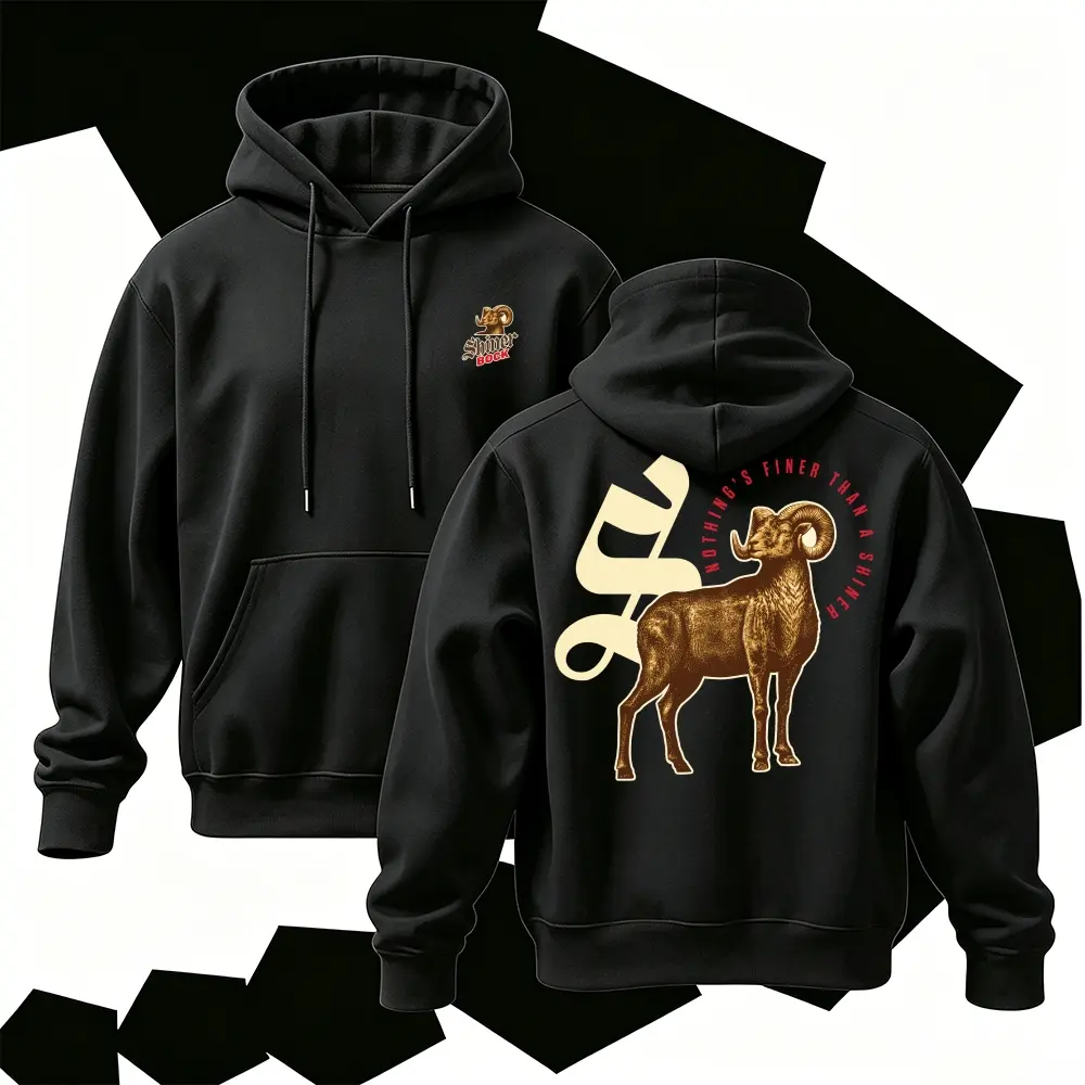 Vintage Golden Ram Graphic Hoodie | Retro Big Horn Sheep Graphic Sweatshirt | Western Aesthetic Streetwear Hooded Top | Trendy Pullover Men Women Unisex