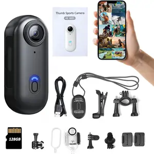 NUISK Mini Body Camera, compact portable 360° clip-on wearable action cam with waterproof case. Thumb button design, hands-free recording, built-in anti-shake, ideal for security work and travel.