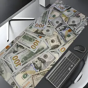 Money Theme Mouse Pad, Large Gaming Mouse Pad, Aesthetic Desktop Decoration Protective Pad, Non-slip Rubber Pad, Suitable for Laptop, Desktop Computer Games, Keyboard Mouse Pad, Dollars