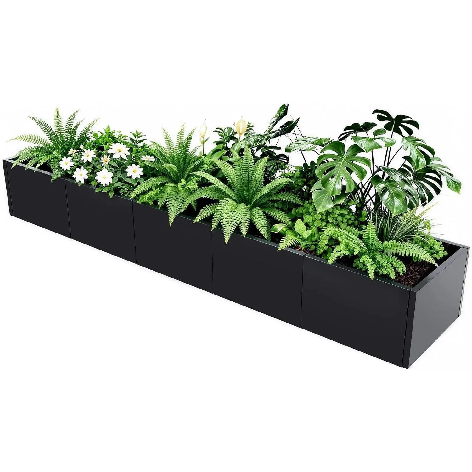 Garvee Extra Long Metal Planter Box with Drainage Holes, 68"X18"X12" Commercial & Home Outdoor Raised Garden Bed, Heavy Duty Steel Rectangular Planter, Snap-on Assembly