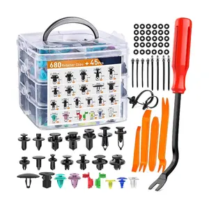 725 PCS Automotive Car Clip Kit Assortment with 23 POPULAR SIZES & 10 Zip Ties | For Bumper, Fender, Door Trim Repair Automotive Accessories Car Clips Kit